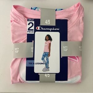 Champion Pink/Blue Tee and Legging Set Girl’s 4/5